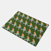 Paillasson Parroquet design porte mat vert (Incliné)