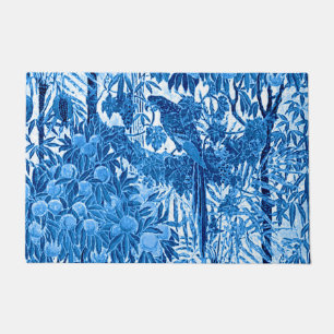 Paillasson Parrot dans un cadre de jungle, Indigo bleu et bla