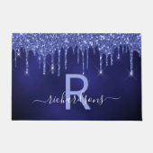 Paillasson Parties scintillant bleu marine gouttes monogramme (Devant)