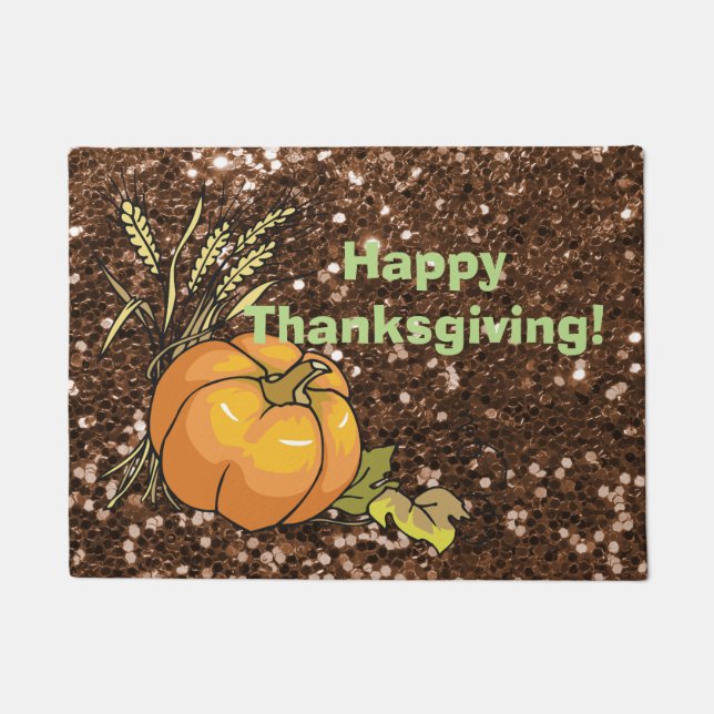Paillasson Parties scintillant bon thanksgiving Brown Faux (Devant)