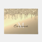 Paillasson Parties scintillant de séchage de l'or 14k Monogra (Devant)