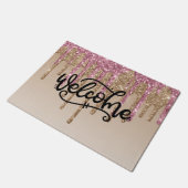 Paillasson Parties scintillant de séchage rose et or Bienvenu (Incliné)