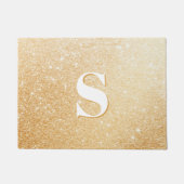 Paillasson Parties scintillant d'or Luxe Monogram personnalis (Devant)
