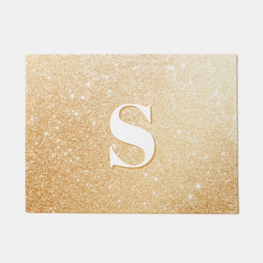 Paillasson Parties scintillant d'or Luxe Monogram personnalis (Devant)