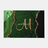 Paillasson Parties scintillant d'or vert chic Agate Monogramm (Devant)
