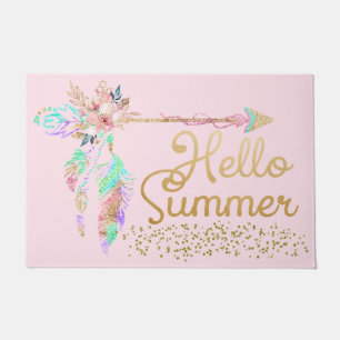 Paillasson Parties scintillant en or rose pâle Boho Feather B