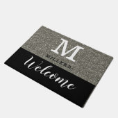 Paillasson Parties scintillant Noire Et Argent Nom Du Monogra (Incliné)