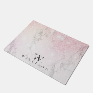 Paillasson Parties scintillant rose en marbre personnalisée