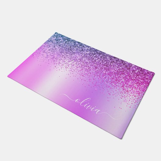 Paillasson Parties scintillant violet Monogramme Nom Luxury G (Incliné)