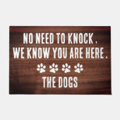 Paillasson Pas besoin de frapper Rustic Woodgrain drôle chien (Devant)