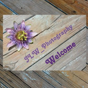 Paillasson Passiflora sur bois Patiné
