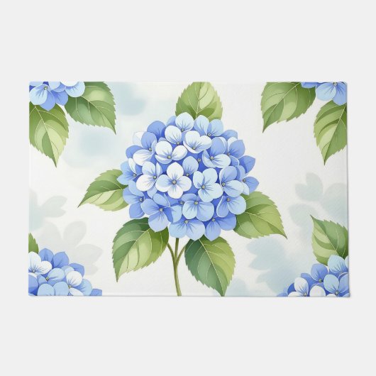 Paillasson Pastel Blue Hydrangea Bouquet Pattern (Devant)