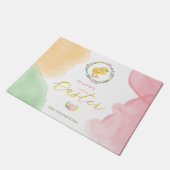 Paillasson Pastel Watercolor Splashes With Chick Happy Easter (Incliné)