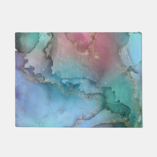 Paillasson Pastels rêvés - encre d'alcool et or (Devant)