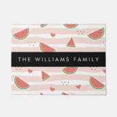 Paillasson Pastèques Rouges, Coeurs, Bandes, Votre Nom (Devant)