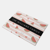 Paillasson Pastèques Rouges, Coeurs, Bandes, Votre Nom (Incliné)