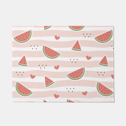 Paillasson Pastèques rouges, Coeurs, Grandes Pâtes, Motif d'é (Devant)