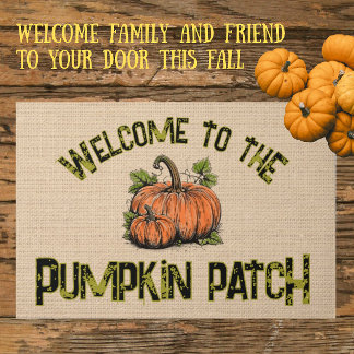 Paillasson Patch de citrouilles automne Halloween faux burlap