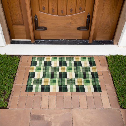 Paillasson Patchwork carreaux émeraude (De plein air)