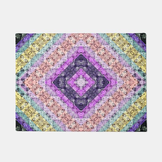 Paillasson Patchwork folk rétro décoration ornementale violet (Devant)