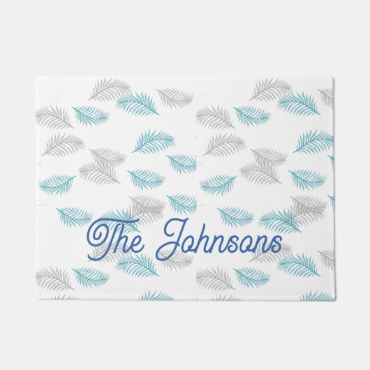 Paillasson Pattern Blue & Gray Leaves (Devant)