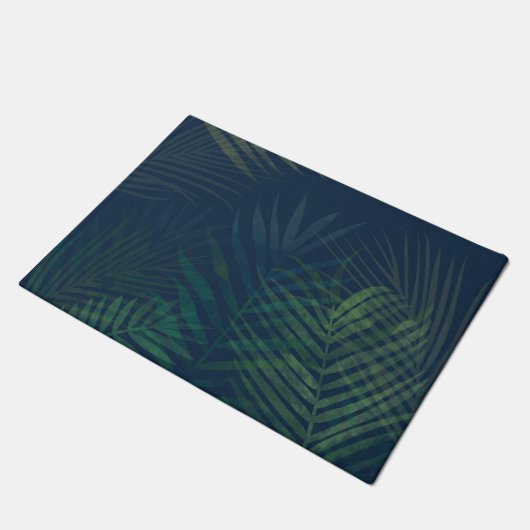 Paillasson Paume vert foncé Feuille Motif - Tropical (Incliné)