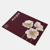 Paillasson Pavot blanc bordeaux "Live Laugh Love" (Incliné)