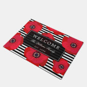 Paillasson Pavots et rayures - nom de famille - accueil (Incliné)