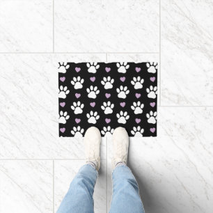 Paillasson Paw Motif, Chien Paws, White Paws, Lilac Hearts