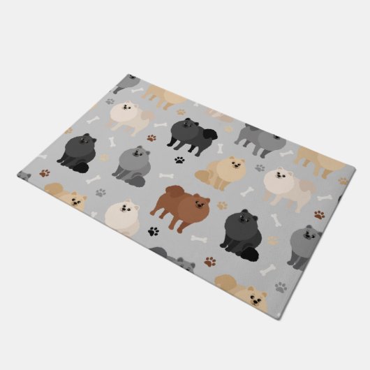 Paillasson Paw-prints de Poméranie et Dog-Bones (Incliné)