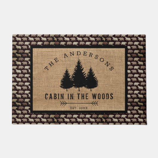 Paillasson Pays rustique Nom de famille Cabine en Ours Oie (Devant)