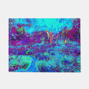 Paillasson Paysage de jardin bleu impressionniste psychédéliq