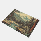 Paillasson Paysage de la rivière Snow Mountain Forest Rocks (Incliné)