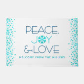 Paillasson Peace Jove Love Holiday Turquoise Snowflake Nom (Devant)