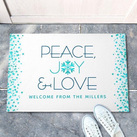 Paillasson Peace Jove Love Holiday Turquoise Snowflake Nom