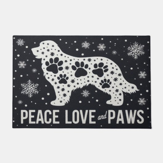 Paillasson Peace Love and Paws Stylisé Bernese Dog Snowflake (Devant)