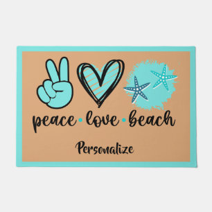 Paillasson Peace Love Beach Citer Peace Signer Coeur Coquilla