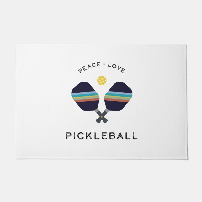 Paillasson Peace Love et Pickleball Striped Paddles (Devant)
