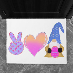 Paillasson Peace Love Gnome Belle Sublimation Pastel de Pâq