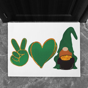 Paillasson Peace Love Gnome   Sublimation de la Saint Patrick