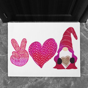 Paillasson Peace Love Gnome Sublimation de la Saint Valenti