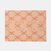 Paillasson Peach Fuzz Love Hearts Texte bilingue "Amor" "Love (Devant)