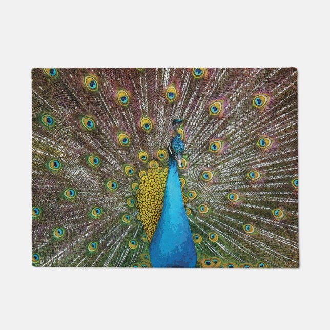 Paillasson Peacock Art dans les tons bijoux (Devant)