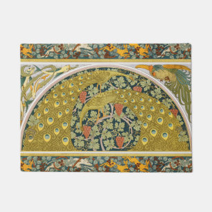 Paillasson Peacock Art Nouveau Style rond design complexe