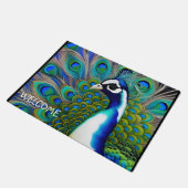 Paillasson Peacock blanc bleu et vert Piebald (Incliné)