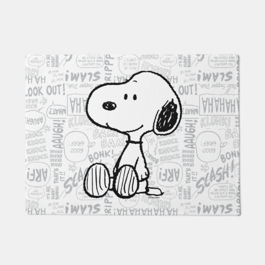 Paillasson PEANUTS | Snoopy on Black White Comics (Devant)