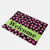 Paillasson Peau Léopard rose Noir Lime Vert Bienvenue (Incliné)