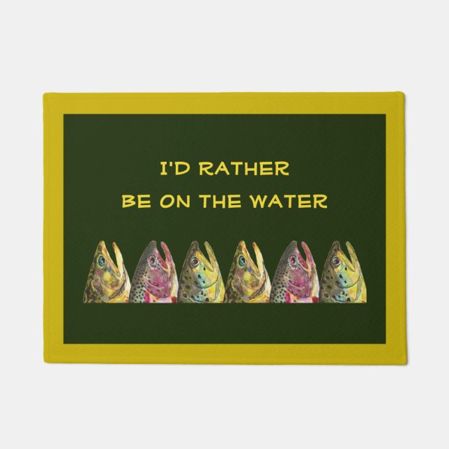 Paillasson Pêche à la truite pêcheur à la ligne (Devant)