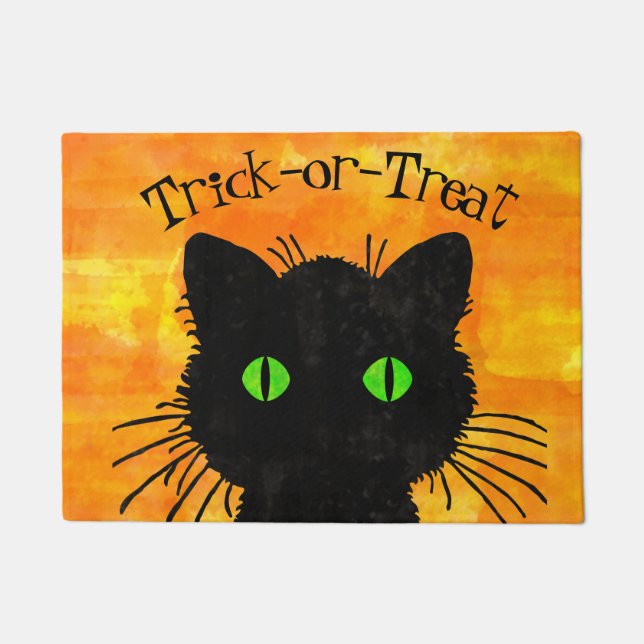 Paillasson Peek-A-Boo Chat noir Orange Trick-or-Treat (Devant)