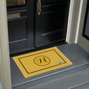 Paillasson Peigne de miel avec monogramme 24" x mat de porte